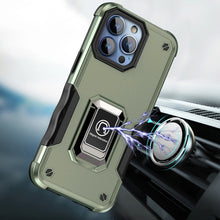 For iPhone 15 Case Grip Design Magnetic Ring Stand Cover + 2 Tempered Glass