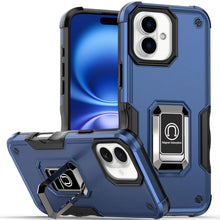 For iPhone 17 Case Grip Design with Metal Ring Stand Cover + Tempered Glass