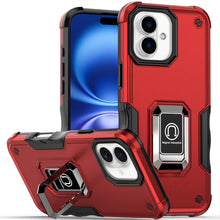 For iPhone 17 Case Grip Design with Metal Ring Stand Cover + Tempered Glass