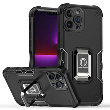 For iPhone 12 Pro Max Case Grip Design Magnetic Ring Stand Cover +Tempered Glass