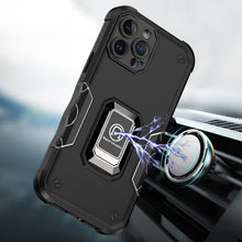 For iPhone 12 Pro Max Case Grip Design Magnetic Ring Stand Cover +Tempered Glass