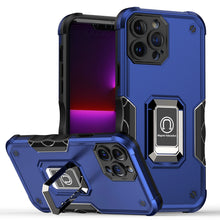 For iPhone 12 Pro Max Case Grip Design Magnetic Ring Stand Cover +Tempered Glass