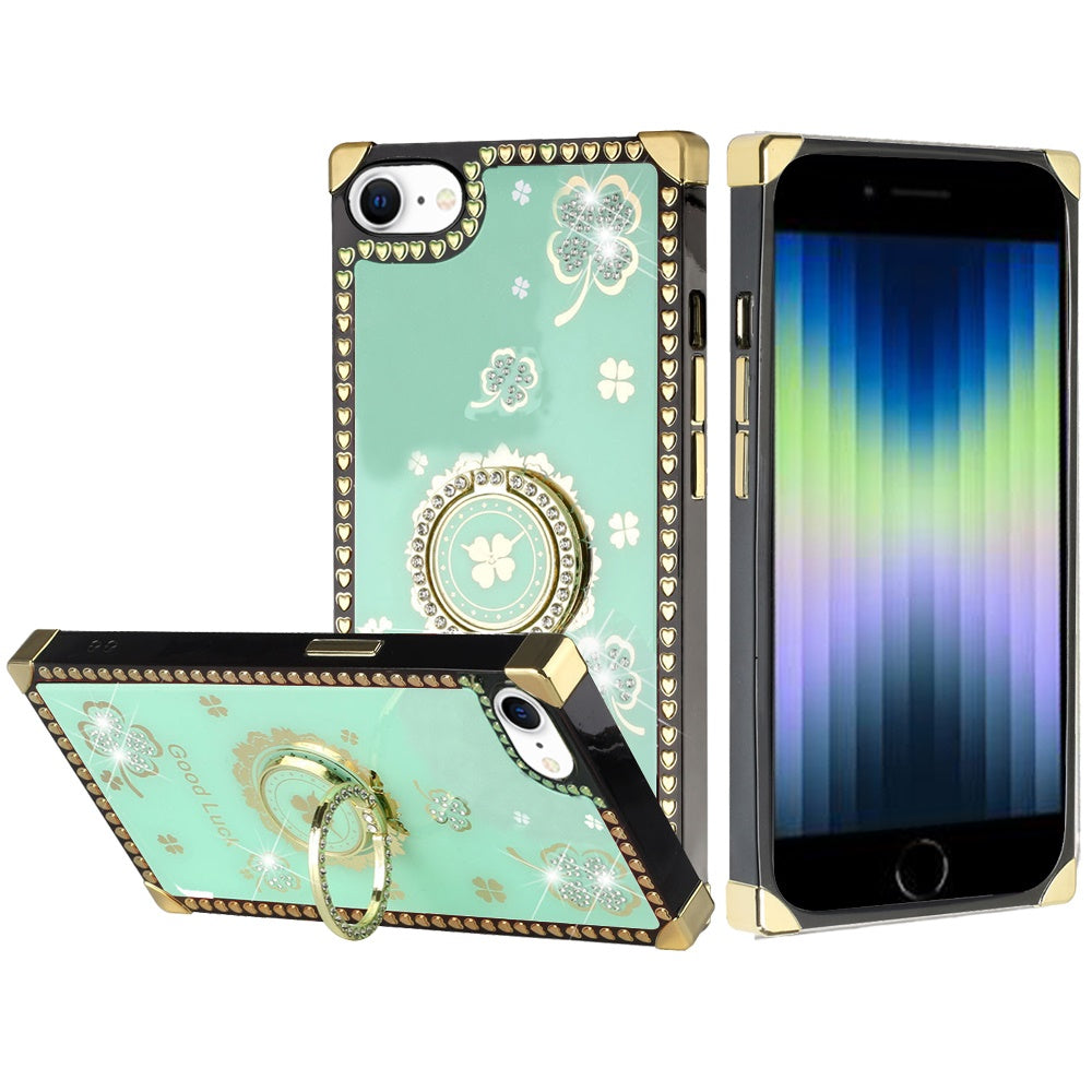 For iPhone 15 PRO Case Diamond Bling Heart Studded Cover + 2 Tempered Glass