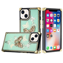 For Apple iPhone 11 Heart Studded Diamond Bling Decor Fashion Square Phone Case