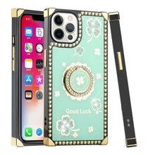 For iPhone 13 PRO Case Heart Studded Diamond Bling Fashion Square Phone Cover