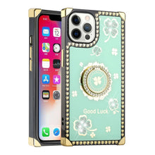 For iPhone 13 PRO Case Heart Studded Diamond Bling Fashion Square Phone Cover