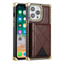 For iPhone 15 Pro Max Case Square PU Leather Card Holder +2 Screen Protectors