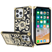 For iPhone 15 PLUS Case Bling Desing Phone Cover Ring Stand + 2 Tempered Glass