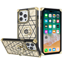 For iPhone 15 PRO Case Bling Fashion Phone Cover Ring Stand + 2 Tempered Glass