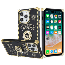 For iPhone 15 PRO Case Bling Fashion Phone Cover Ring Stand + 2 Tempered Glass