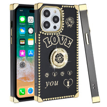 For iPhone 15 PLUS Case Bling Desing Phone Cover Ring Stand + 2 Tempered Glass