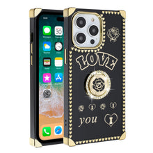 For iPhone 15 PRO Case Bling Fashion Phone Cover Ring Stand + 2 Tempered Glass