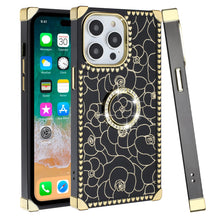 For iPhone 15 PLUS Case Bling Desing Phone Cover Ring Stand + 2 Tempered Glass