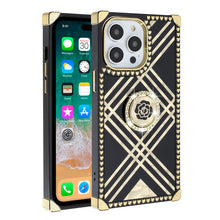 For iPhone 15 PLUS Case Bling Desing Phone Cover Ring Stand + 2 Tempered Glass