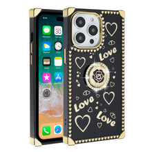 For iPhone 15 PLUS Case Bling Desing Phone Cover Ring Stand + 2 Tempered Glass