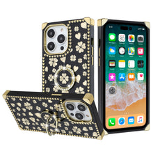 For iPhone 15 PLUS Case Bling Desing Phone Cover Ring Stand + 2 Tempered Glass