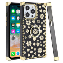 For iPhone 15 PLUS Case Bling Desing Phone Cover Ring Stand + 2 Tempered Glass