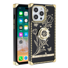 For iPhone 15 Pro Max Case Bling Square Cover Ring Stand + 2 Screen Protectors