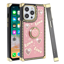 For iPhone 15 PRO Case Love hearts Phone Cover with Stand + 2 Tempered Glass