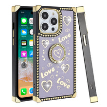 For iPhone 15 PLUS Case Love hearts Phone Cover with Stand + 2 Tempered Glass