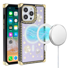 For iPhone 15 PRO Case Magnetic Charging Bling Hearts Cover + 2 Tempered Glass