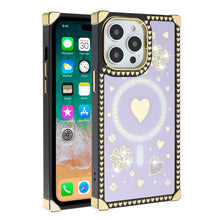 For iPhone 15 PRO Case Magnetic Charging Bling Hearts Cover + 2 Tempered Glass