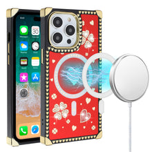 For iPhone 15 PRO Case Magnetic Charging Bling Hearts Cover + 2 Tempered Glass