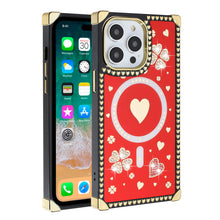 For iPhone 15 PRO Case Magnetic Charging Bling Hearts Cover + 2 Tempered Glass