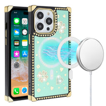 For iPhone 15 PRO Case Magnetic Charging Bling Hearts Cover + 2 Tempered Glass