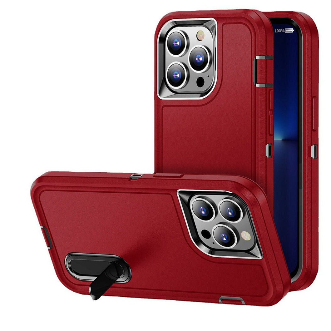 For iPhone 13 Pro Max Case Heavy-Duty 3in1 Tough Phone Cover with Built-in Stand