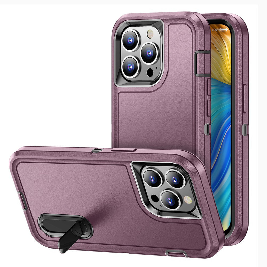 For Apple iPhone 11 Heavy-Duty 3in1 Tough Phone Case Cover with Built-in Stand