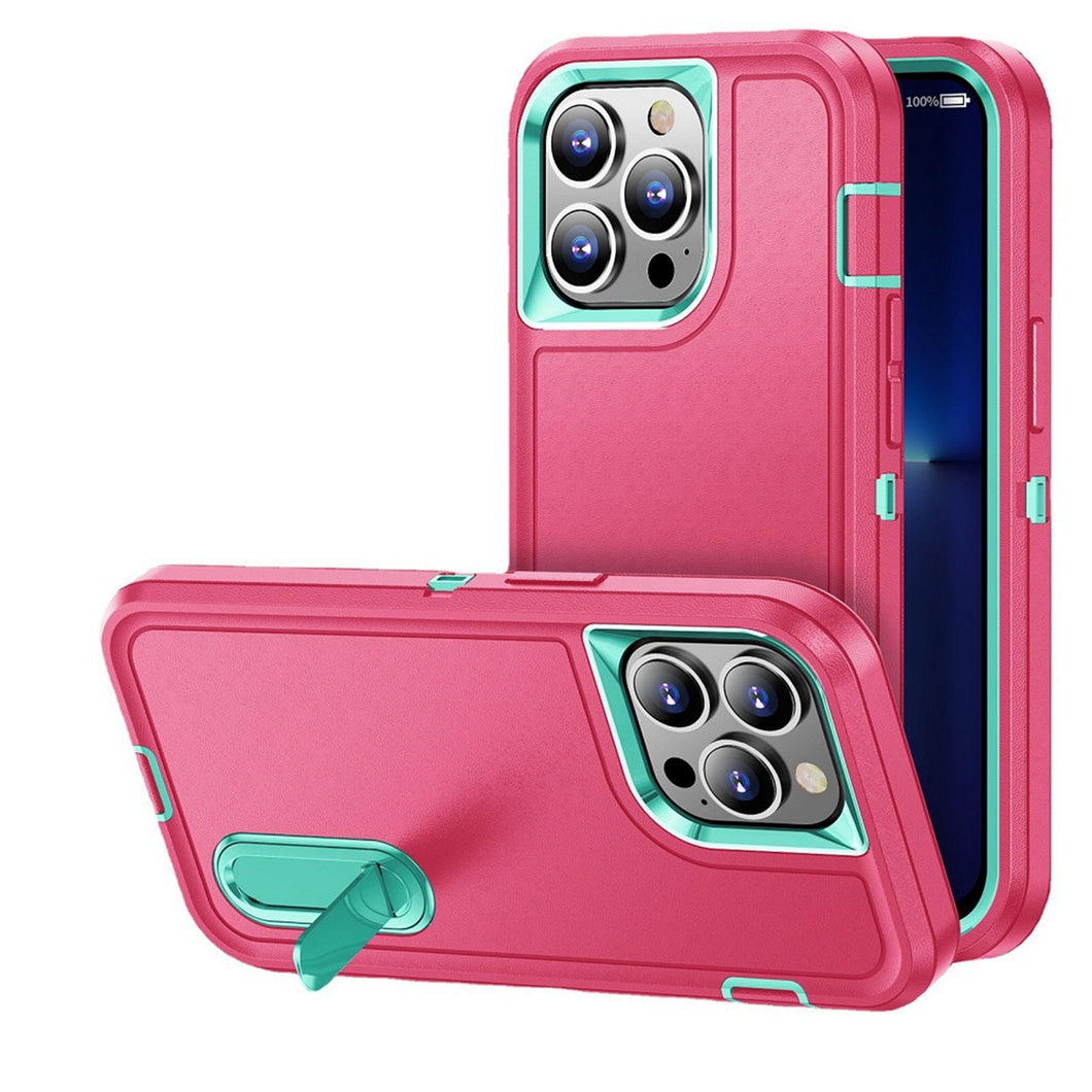 For iPhone 13 Pro Max Case Heavy-Duty 3in1 Tough Phone Cover with Built-in Stand