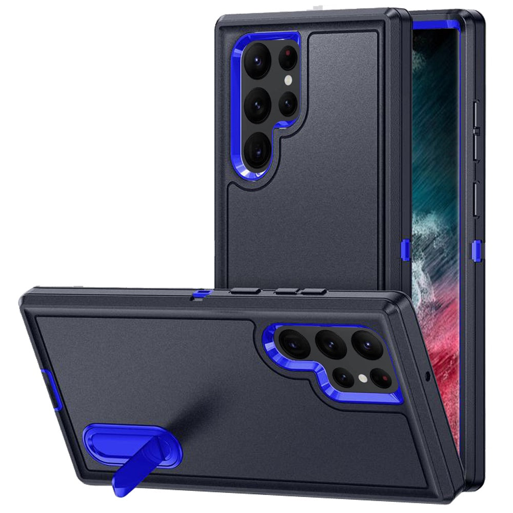 For Samsung S23 Case Heavy-Duty 3in1 Tough Phone Cover with Built-in Stand