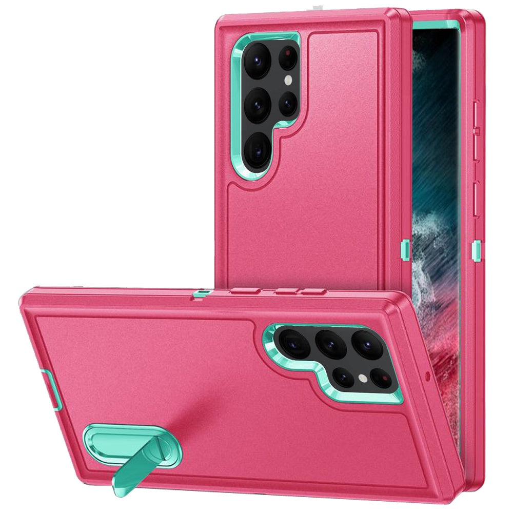 For Samsung S23 Ultra Case Heavy-Duty 3in1 Tough Phone Cover with Built-in Stand