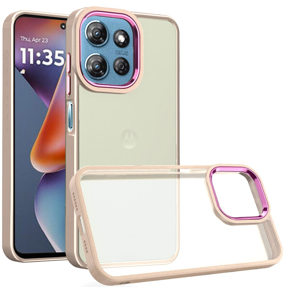 For Moto G 2025 Case Rubberized Thick Acrylic Metal Buttons + Tempered Glass