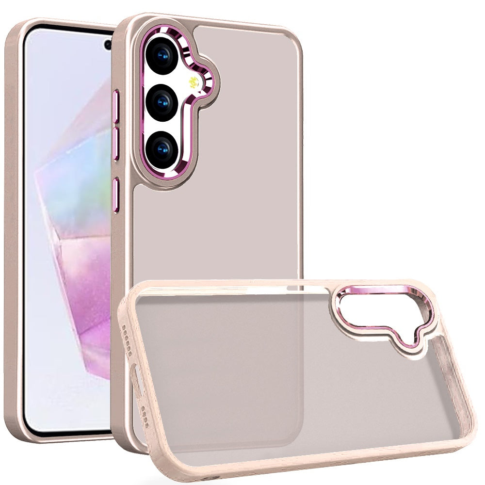 For Samsung A36 Case Soft Acrylic Hybrid with Metal Buttons + Tempered Glass