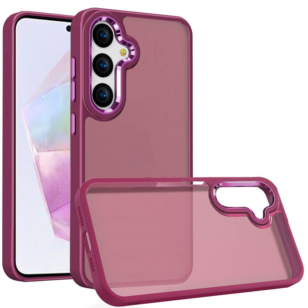 For Samsung A36 Case Soft Acrylic Hybrid with Metal Buttons + Tempered Glass