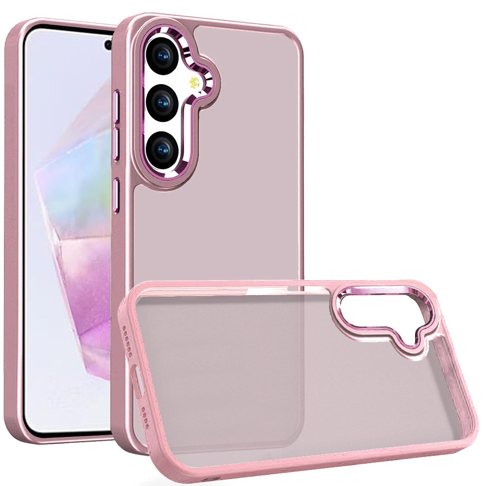For Samsung A36 Case Soft Acrylic Hybrid with Metal Buttons + Tempered Glass