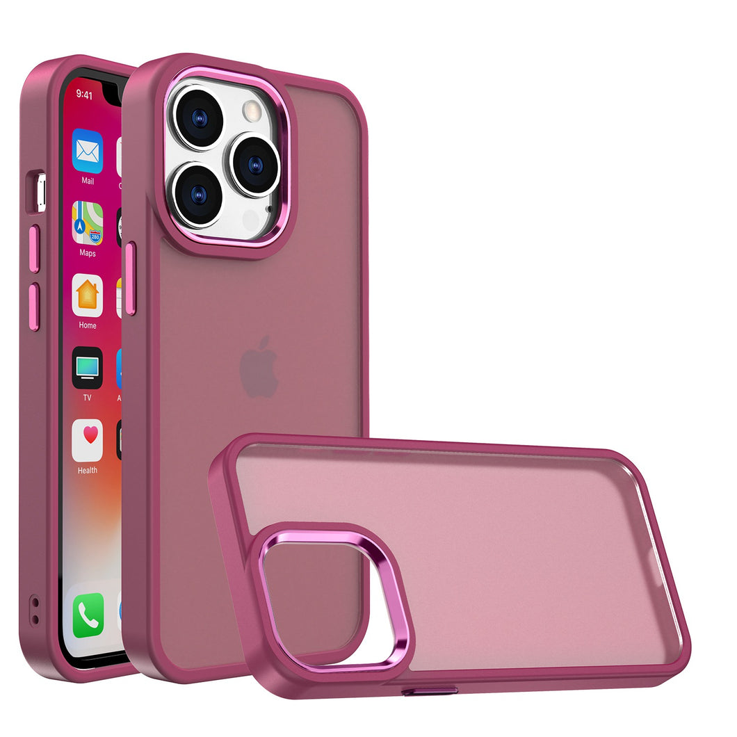 For iPhone 13 Pro Max Case Rubberized Thick Acrylic Hybrid Cover w/ Metal Button