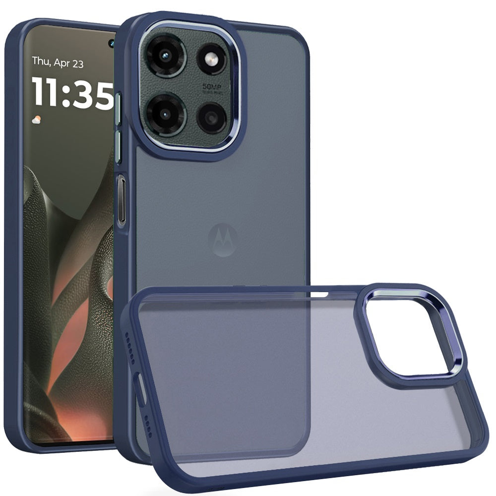 For Motorola Edge 2025 Case Rubberized Thick Acrylic Cover with Metal Buttons