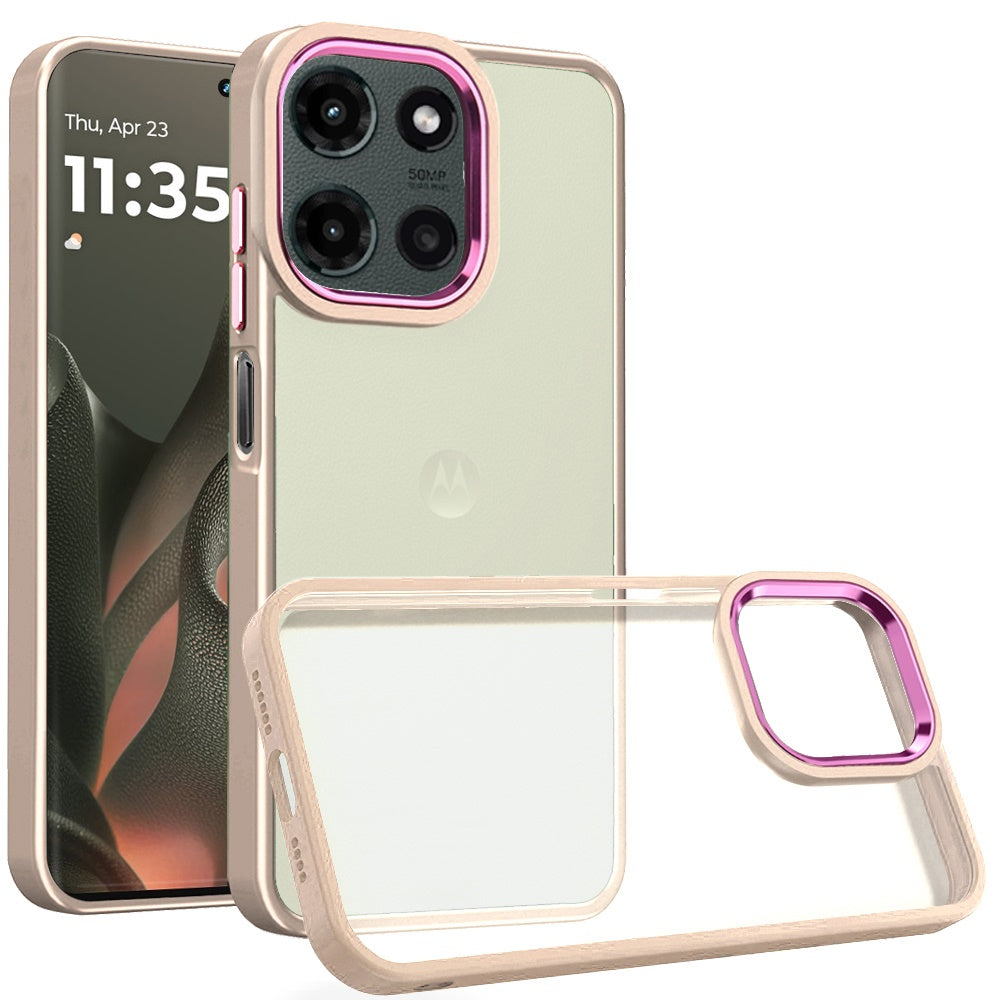 For Motorola Edge 2025 Case Rubberized Thick Acrylic Cover with Metal Buttons