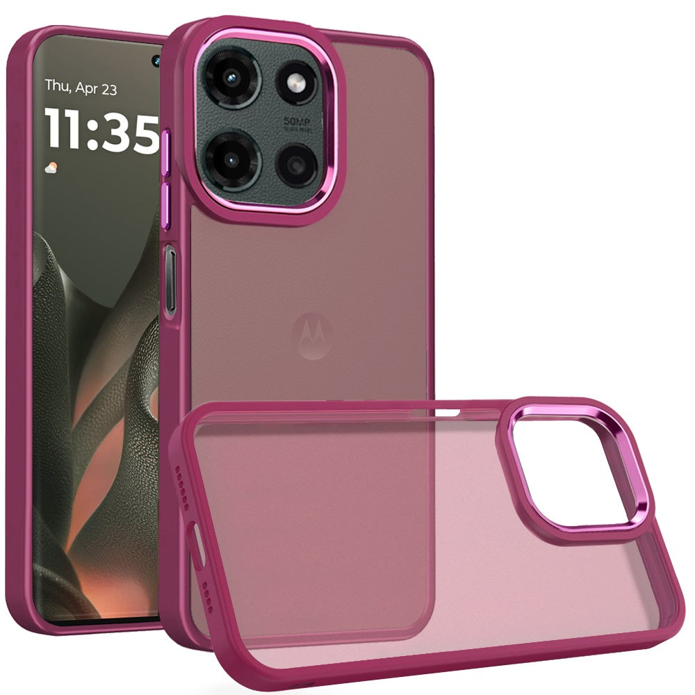 For Motorola Edge 2025 Case Rubberized Thick Acrylic Cover with Metal Buttons