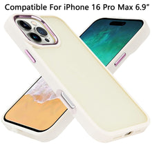 For iPhone 16 PRO MAX Case Soft Acrylic Hybrid w/ Metal Buttons + Tempered Glass