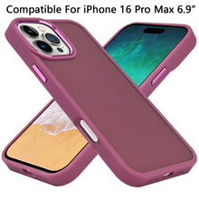 For iPhone 16 PRO MAX Case Soft Acrylic Hybrid w/ Metal Buttons + Tempered Glass