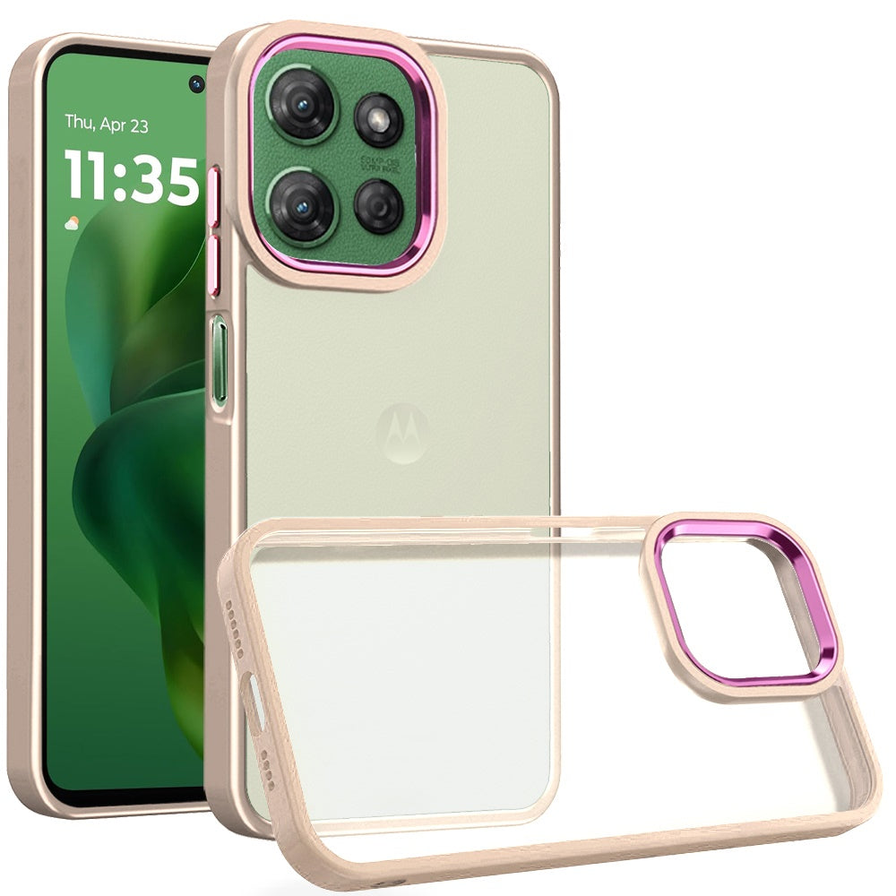 For Moto G Power 2025 Case Rubber Thick Acrylic Metal Buttons + Tempered Glass