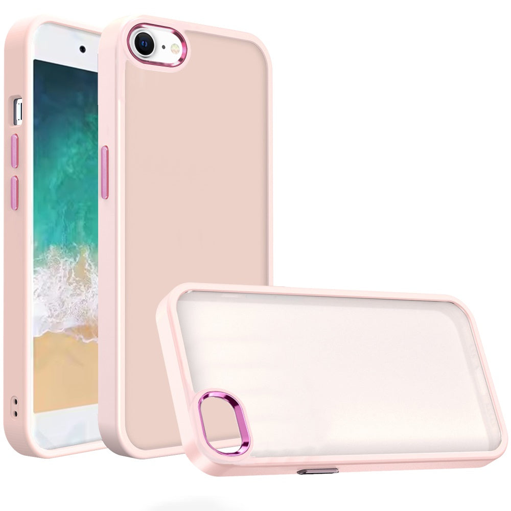 For iPhone 16e Case Rubberized Thick Acrylic Metal Buttons + Tempered Glass
