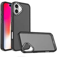 For iPhone 16 6.1inch Case Soft Acrylic Hybrid w/ Metal Buttons + Tempered Glass