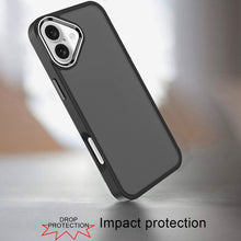 For iPhone 16 6.1inch Case Soft Acrylic Hybrid w/ Metal Buttons + Tempered Glass