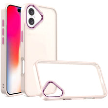 For iPhone 16 6.1inch Case Soft Acrylic Hybrid w/ Metal Buttons + Tempered Glass