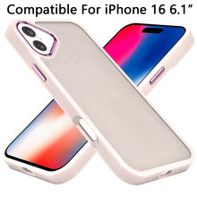 For iPhone 16 6.1inch Case Soft Acrylic Hybrid w/ Metal Buttons + Tempered Glass